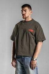 Brown Printed Boxy Fit T.shirt