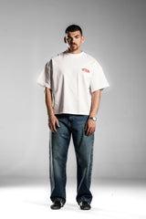 White Printed Boxy Fit T.shirt