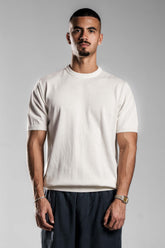 White Knitted Round T.shirt