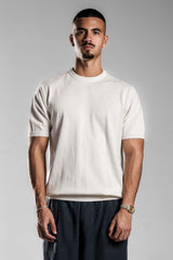 White Knitted Round T.shirt