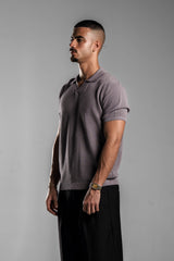 Grey Knitted Polo T.shirt