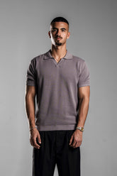 Grey Knitted Polo T.shirt