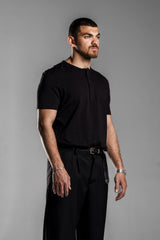 Black HENLEY T-SHIRT