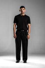 Black HENLEY T-SHIRT