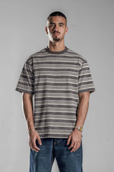 Brown×Beige STRIPED T-SHIRT