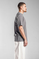 Grey×White STRIPED T-SHIRT