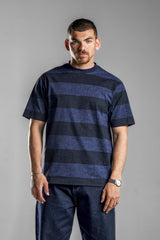 Purple×Black STRIPED T-SHIRT