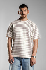 White×Grey STRIPED T-SHIRT
