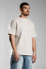 White×Grey STRIPED T-SHIRT