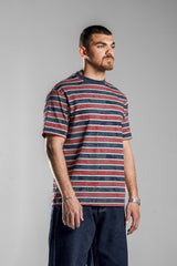 Red×Navy STRIPED T-SHIRT