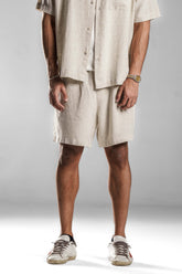 Beige LINEN SHORTS