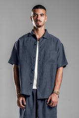 Navy Blue Fluid Relaxed Shirt