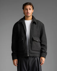 Black Wool Effect Jacket