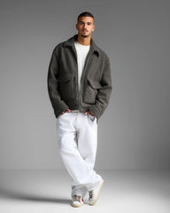 Grey Wool Effect Jacket