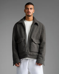 Grey Wool Effect Jacket