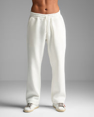 White Straight Fit Sweatpants