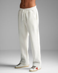 White Straight Fit Sweatpants