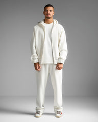 White Straight Fit Sweatpants