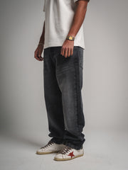 Washed Grey Straight Fit Jeans