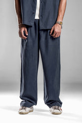 Navy Blue Fluid Relaxed Pants