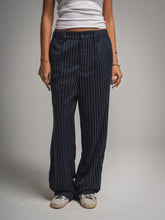 Navy Blue Pinstriped Trousers
