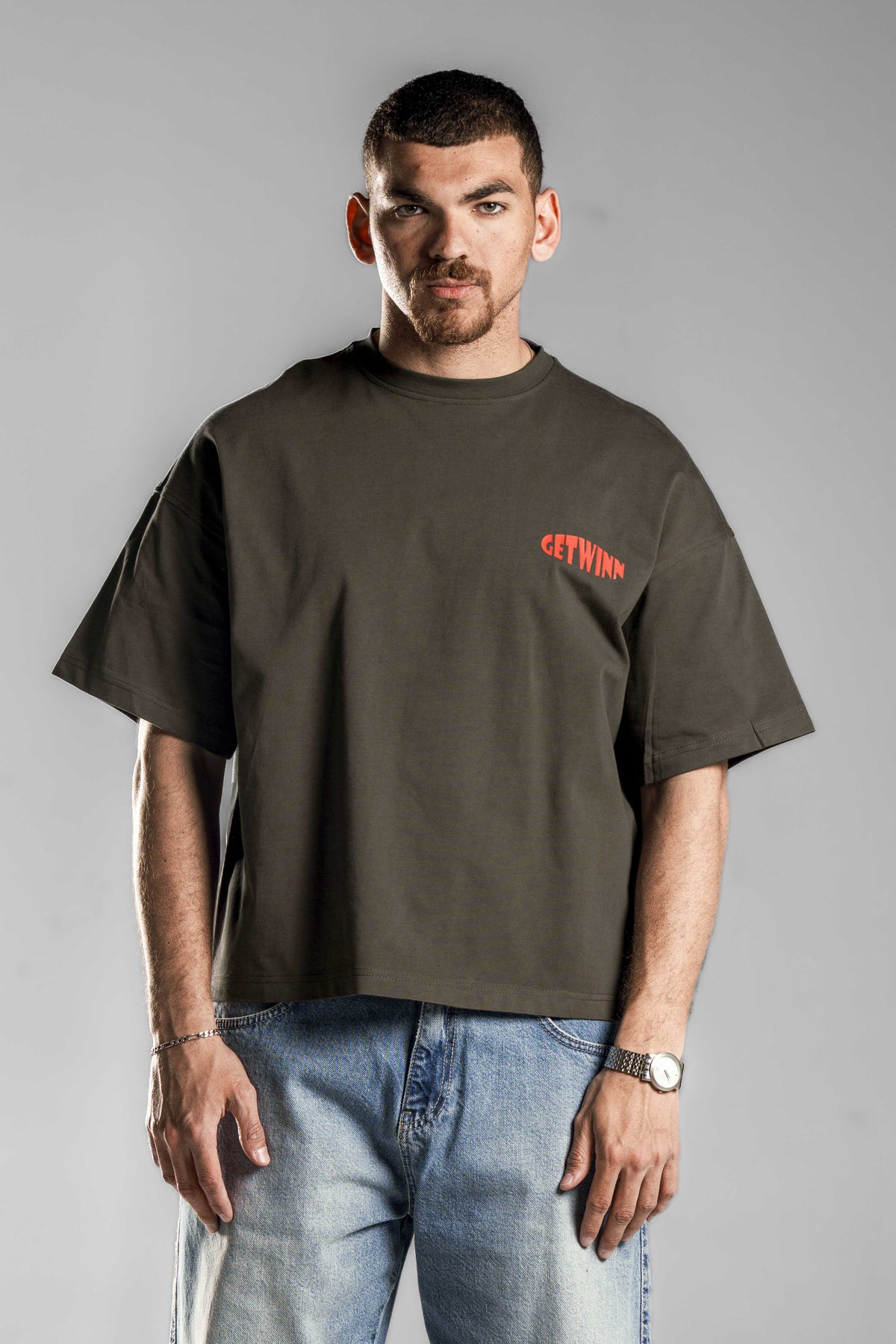 Brown Printed Boxy Fit T.shirt