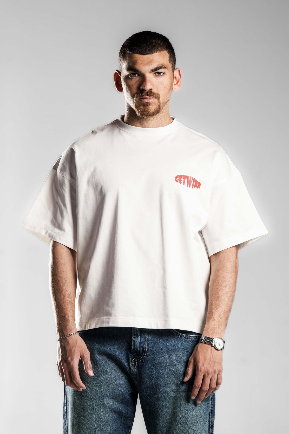 White Printed Boxy Fit T.shirt