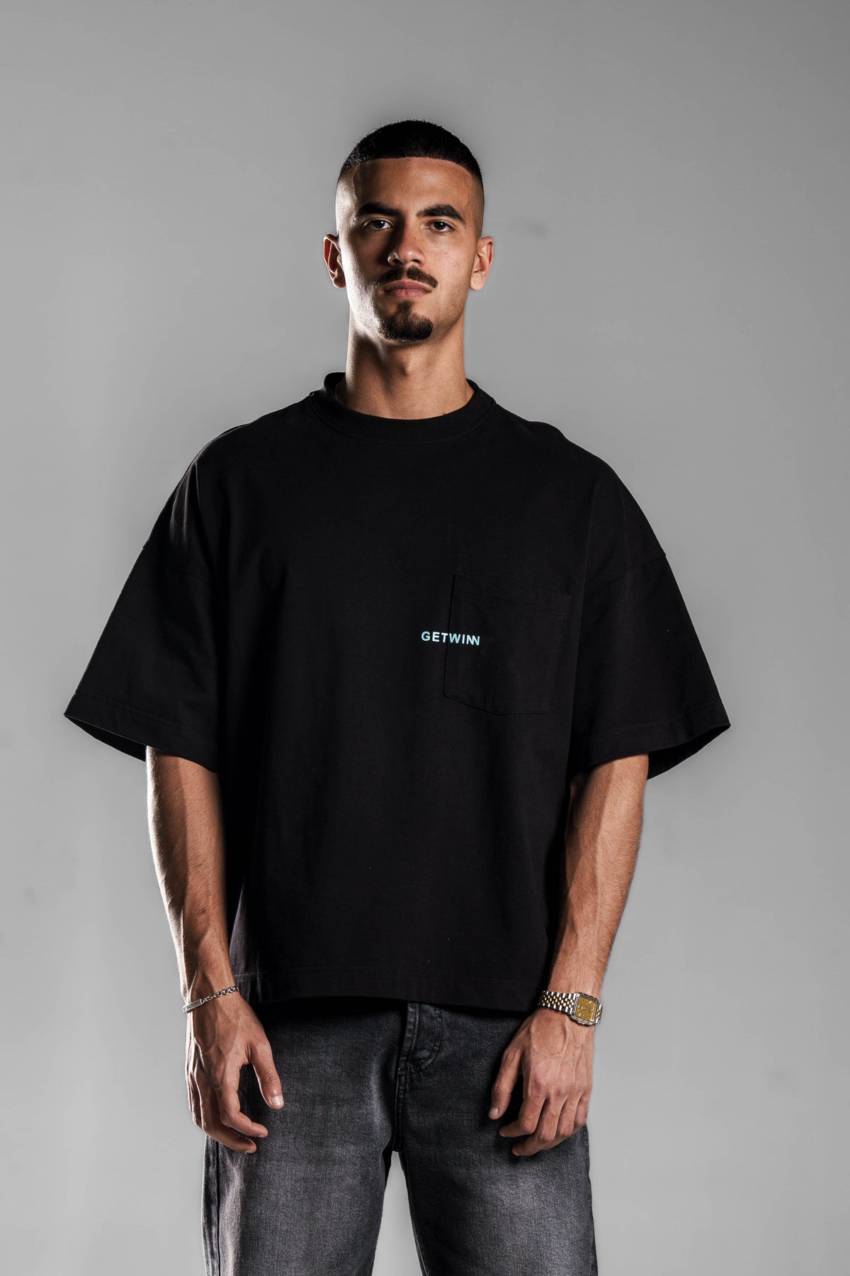 Black Printed Boxy Fit T.shirt