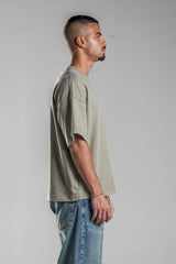 Olive Printed Boxy Fit T.shirt