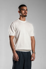 White Knitted Round T.shirt