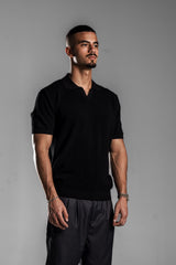 Black Knitted Polo T.shirt