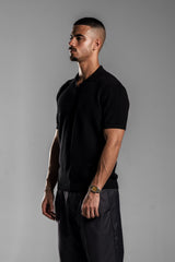 Black Knitted Polo T.shirt