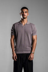 Grey Knitted Polo T.shirt