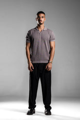 Grey Knitted Polo T.shirt