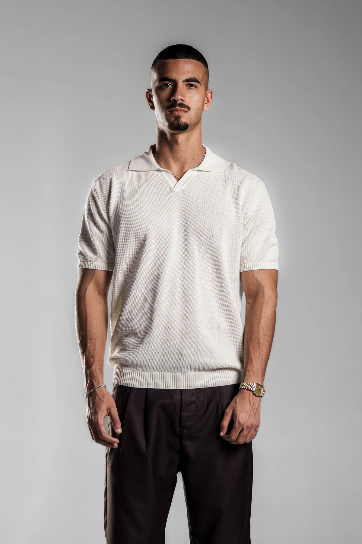 White Knitted Polo T.shirt