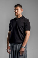 Black Knitted Polo T.shirt