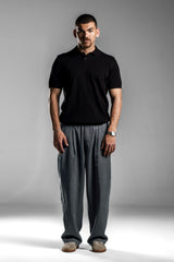 Black Knitted Polo T.shirt