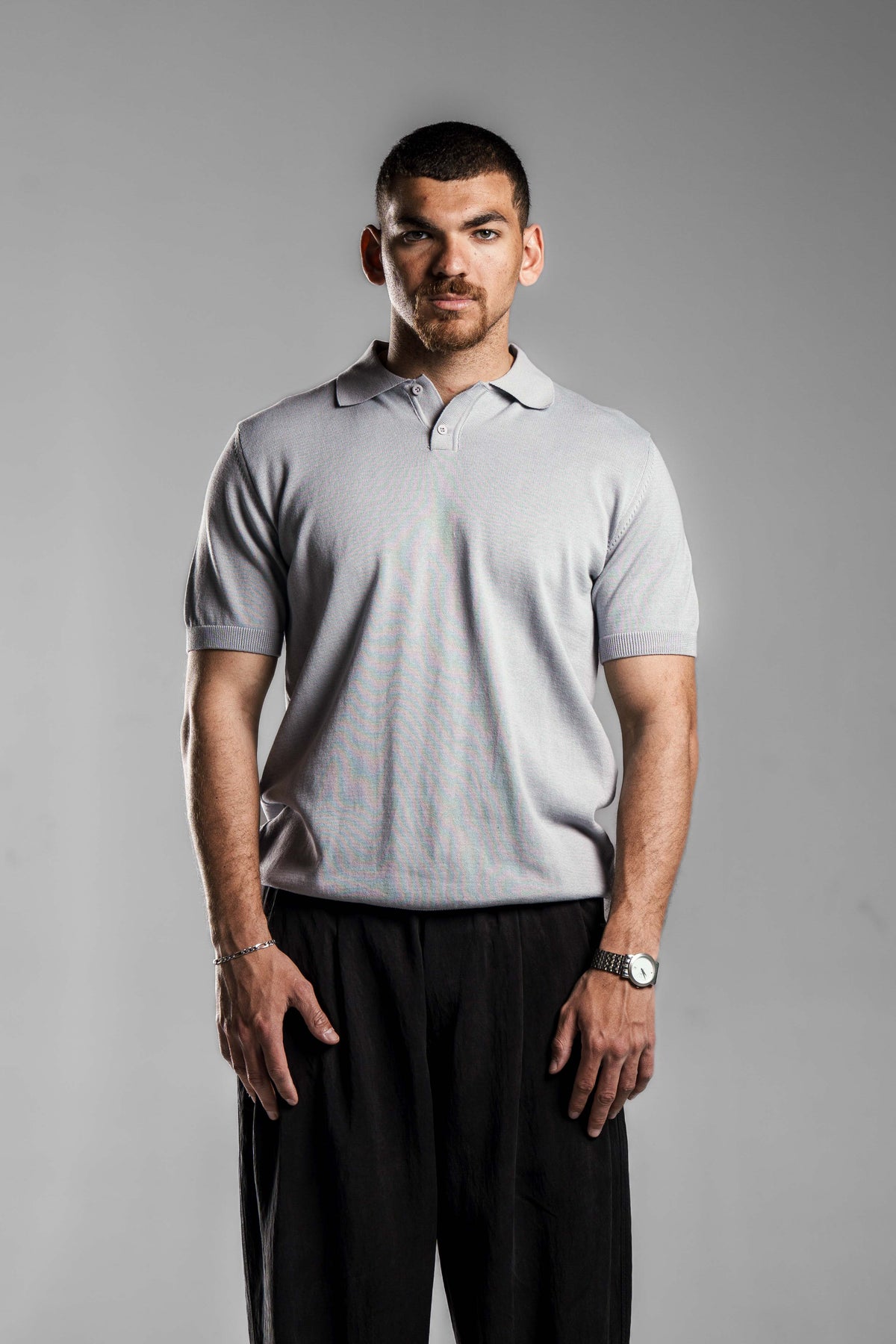 Light Grey Knitted Polo T.shirt