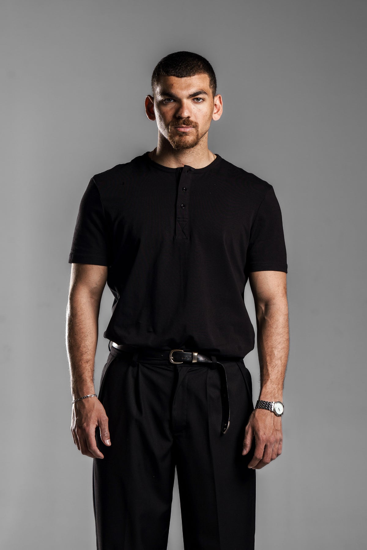 Black HENLEY T-SHIRT