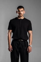 Black HENLEY T-SHIRT