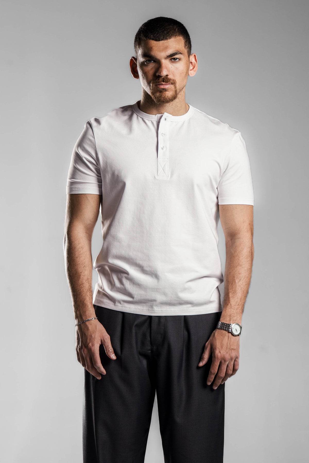 White HENLEY T-SHIRT