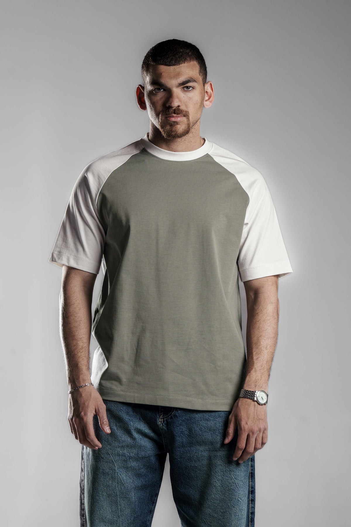 Olive×White Raglan T.shirt