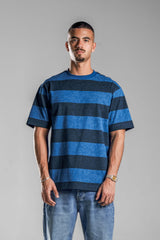 Blue×Navy STRIPED T-SHIRT