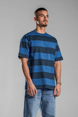 Blue×Navy STRIPED T-SHIRT