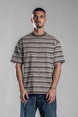 Brown×Beige STRIPED T-SHIRT