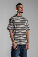 Brown×Beige STRIPED T-SHIRT