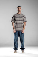 Brown×Beige STRIPED T-SHIRT