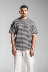 Grey×White STRIPED T-SHIRT