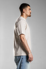 White×Grey STRIPED T-SHIRT