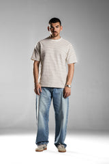 White×Grey STRIPED T-SHIRT